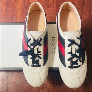 Gucci Falacer white/red/blue leather sneakers - men’s 12